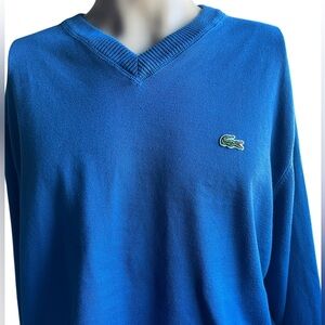 Lacoste Men's Cotton V-Neck Blue Sweater
Size XXXL (8L)
